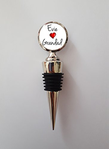 Personalised Child Loves Grandad Polished Metal Wine Bottle Stopper Ideal Birthday Keepsake Gift N488
