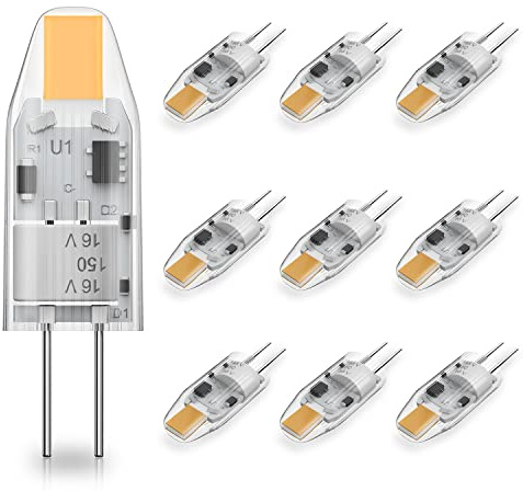 YUIIP G4 LED Bulbs Bi-Pin Base Lights 1.2W AC/DC 12V 10W T3 Halogen Bulb Replacement, 2700K Warm White G4 Light Bulb for Landscape RV Under Cabinet Light 10 Pack