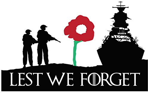 premiumstickers 2 Pack Lest We Forget Navy Symbol, Remembrance Day Sticker, Poppy Flower Decal, Car, Window, Fridge, Laptop Sticker (Medium - 10x6cm)