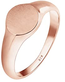 Elli Ring Damen Siegelring Matt Geo Basic Trend in 925 Sterling Silber Rosé Vergoldet