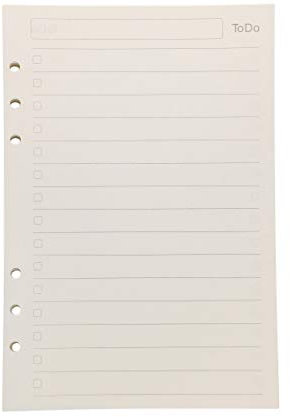 Nachfüllpapier/Lose Blätter für 8,5 Zoll A5 6-Loch-Abdeckung Runder Ringansicht Binder Aktenordner (A5 ToDo Refill Paper BW, 1 Package)