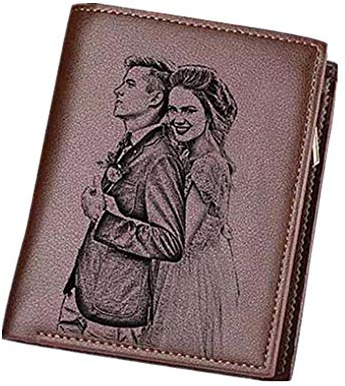 NSJY.FLY Personnalisé Photo Portefeuille en Cuir Portefeuille Homme/Carte d'identité, permis de Conduire, Certificat dimmatriculation Cadeau Parfait pour Noël (Brun Unique Photo)