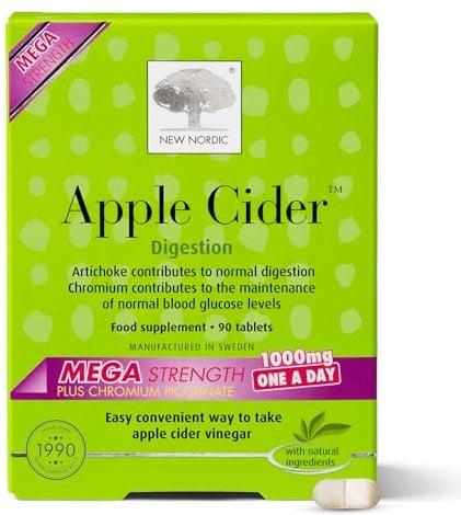 New Nordic Apple Cider Vinegar Tablets - 1000 mg ACV with The Mother - May Help Promote Weight Loss - for Men & Women - 90 Mega Strength Tablets