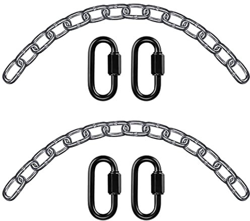 BeneLabel 2pcs Swing Chair Hanging Chain, 60cm Heavy Duty Adjustable Metal Hammock Chain with Carabiners Punching Bag Boxing Sandbag Suspension Kit, 6mm Diameter, up to 1000lbs / Silver