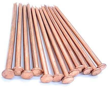 Dubbs Hardware 5 Inch Copper Nails, Pack of 12, Thick Premium Quality, USA Made, For Boat Building, Removing Trees, Personal Projects, Flint Knapping