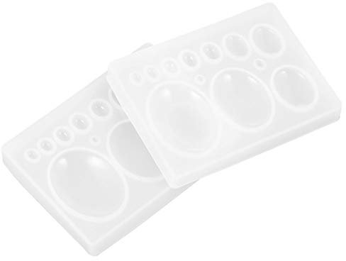HEALLILY 2 Pièces Cabochons Bijoux en Silicone Moule de Moulage pour Résine Époxy Polymère Argile Boucle d'oreille Fabrication de Bijoux Accessoires de Moule en Forme Ovale