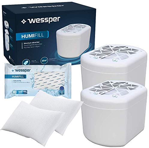 Wessper Interior Deshumidificador, Absorbe Humedad, Previene la Condensación y Los Malos Olores, 2 Dispositivos con 2 Bolsas de Recambio de 250 g