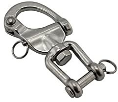 Mosqueton Nautico de Acero Inoxidable,Cierre mosquetón gancho Aparejo giratorio con grillete a presión Gancho de seguridad para perno de ojo giratorio 70 mm / 87 mm / 128 mm Plata