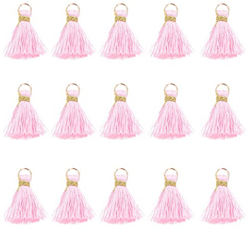 TOYANDONA 30 Stücke Quaste Anhänger Mini Quasten Bunt Quasten Basteln für DIY Handwerk Schmuck Ohrring Halskette Taschenanhänger Zubehör Pink