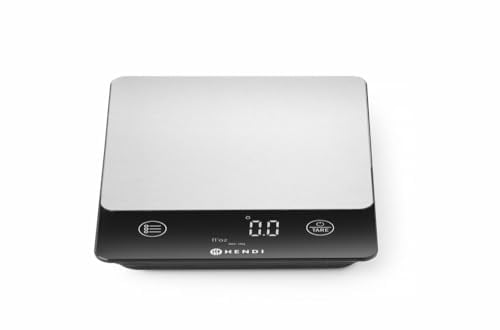 HENDI Balance de cuisine numérique, écran digital LED et tactile, max. 10 kg, rechargeable et IP67 résistant à l'eau et à la poussière, 160x210x(h)19 mm, ABS, acier inoxydable