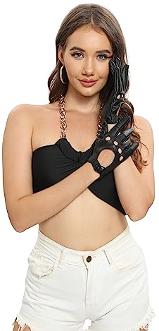 MGGM collection Damen Leder Autohandschuhe Touchscreen Lederhandschuhe Ungefüttert,Black,L