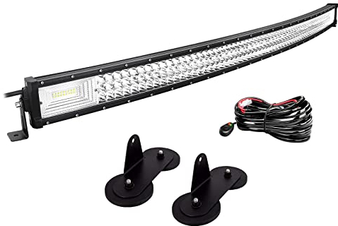 Willpower Barre LED Incurvée 12V-24V Étanche pour Voiture, Camion, Tracteur, Quad et Bateau Avec Support Magnétique et Faisceau de Câblage
