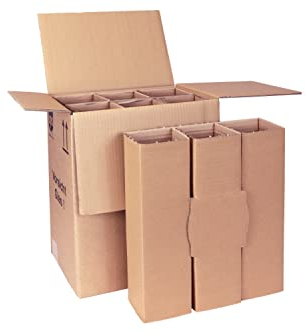 smiley pack Flaschenversandkarton für 6 Flaschen inkl. Einlage 6er Weinkarton Wein Sekt Spirituosen Saft Magnum Gin PTZ DHL UPS DPD Hermes Weinversandkarton Flaschenkarton (320)