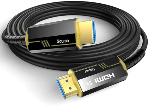 DGHUMEN Cable HDMI 2.1 de fibra óptica 6 metros 8K, Alta velocidad 48Gbps Cable de fibra HDMI Soporte 8K@60 Hz, 4K@120/144Hz HDCP 2.2 y 2.3 HDR, eARC, Dolby Atmos para Fire Roku, HDTV, monitor