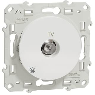 Schneider Electric - Odace - Prise TV simple - Fixation par vis, Antibacterien - S500445
