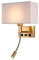 Jadssox Applique Murale dorée Abat-Jour en Tissu Appliques murales Modernes avec Port de Charge USB, Interrupteur Marche/arrêt Montage Mural LED Lecture projecteurs pour Chambre Chevet Salon