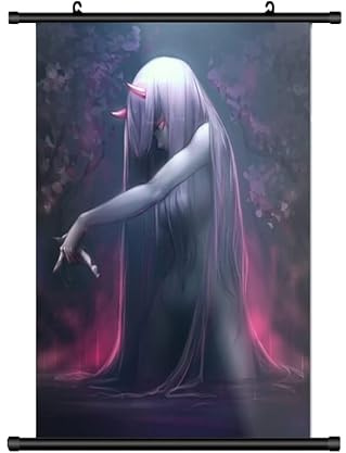 Großes 60x90CM Darling in the franxx Kakemono Rollbild | Anime Manga Stoffposter Wallscroll Poster | Wanddeko Geschenk | Zero Two Red
