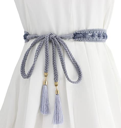 FAIRYGATE Flower Belts for Women Womens Belt Women's Fashion Tassel Thin Braided Skinny Woven for Skirt Dress Waistband for Women and Girls A0813