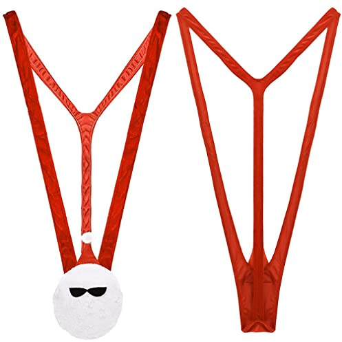 Anzhee Badebekleidung Tanga Männer Badeanzug Thongs Männer Borat Style V Sling Unterwäsche Sexy Borat Manikini Stretch Halloween Kostüm Dessous Badeanzug Eine Größe passt für alle