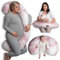 BellaMoon 3 in 1 Pregnancy Pillow – Full Body Pillow Support for Pregnant Women - Adjustable C Shaped Pregnancy Pillows for Sleeping, Nursing & Baby Lounger - Washable Organic Cotton Cover