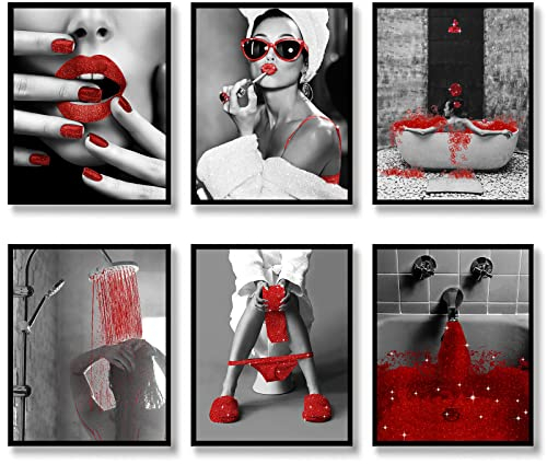 Badezimmer-Wandkunstdrucke, modische Frau, Wanddekoration, Leinwanddruck, Dusche, Badewanne, Poster, Bilder, Fotos, Badezimmer-Kunstwerk, Schwarz und Weiß, moderne Dekoration, Kontrastfarbe, Kunst