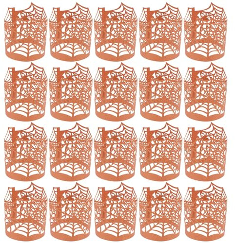 OSALADI 50 Stücke Halloween Spinnennetz Papier Kerzen Wraps Laterne Lampenschirme für Dekorationen Cupcake Wrapper Party Supplies