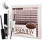 LASHVIEW Cluster Lashes 300 Pcs DIY Cluster Eyelash Extensions Natural Look Super Thin Band & Soft with Lash Bond and Seal and Cluster Lash Glue Remover (Natural, D-Big Kit)