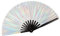 QCWN Silver Laser Rave Fan,Folding Hand Fans,Chinese Fan,Renaissance Fan,Clack Fan,Large Hand Fan For Festivals,Halloween,Burlesque,Drag Queen.Hand Fan Foldable As Rave Outfits Accessories For Women