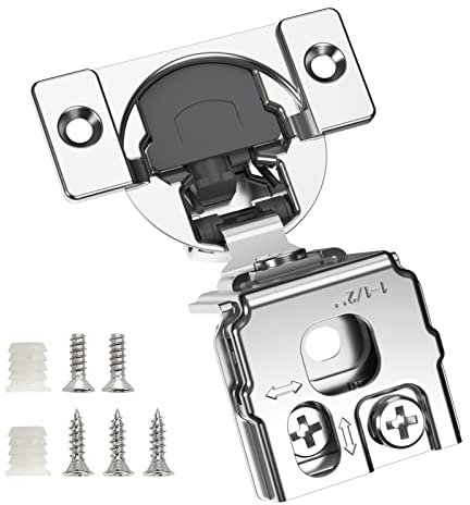 Chibery 2 Stück 3,8 cm Overlay 3D Soft Close Verdecktes Scharnier für Frontrahmentür, glatte, langsam selbstschließende Scharniere, satiniertes Nickel, versteckter 105° offener Winkel