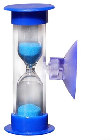 PETSTIBLE Sablier à 6 grandes ventouses pour enfants avec dents rotatives de 3 minutes, sablier pratique pour la douche de sable bleu