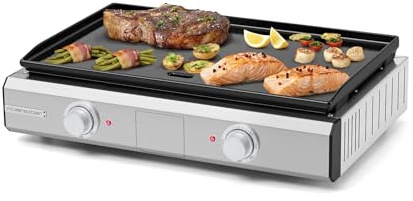 Riviera&Bar Electric BBQ Grill Plancha QPL1060 Stainless Steel with Enamel Cast Iron Hob