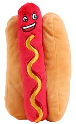 ulafbwur Langlebiges Hundespielzeug, quietschendes Spielzeug, BB-Sounder, lindert Langeweile, emotionaler Komfort, Plüsch, Hot Dog, Stoffspielzeug, Hundebedarf, Hundespielzeug, cooles Hundespielzeug