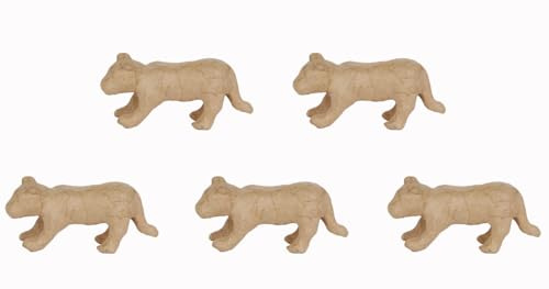 Décopatch AP175Cpack 5x Tiger aus Pappmaché 13x4,5x6cm Kraftbraun