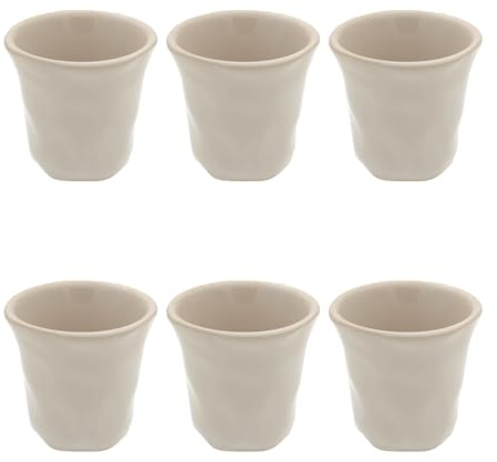 Artime - Lot de 6 Tasses en Céramique Ø7 cm, 100 ML, Couleur Beige, Design Épuré pour Café, Thé ou Cappuccino