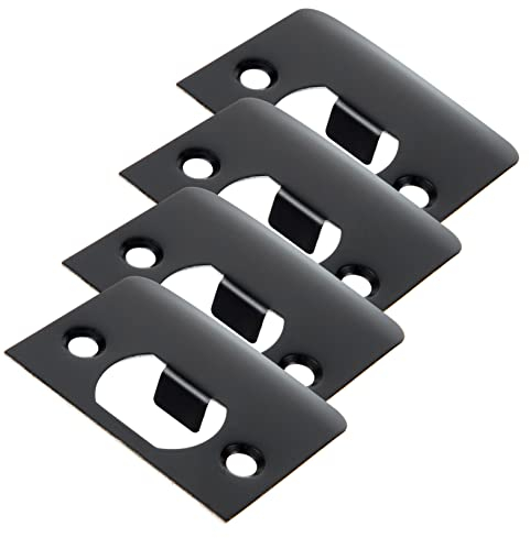 Hoement 4pcs Stainless Steel Deadbolt Strike Plate Set Door Reinforcement Tool for Lock Stability D-Type Alignment Plates for Enhanced Security