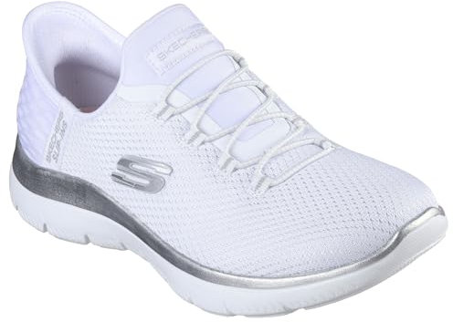 Skechers Summits Diamond Dream, Zapatillas Mujer, White Mesh/Silver Trim, 41 EU Ancho