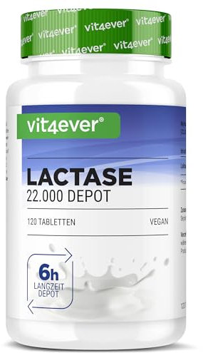 Lattasi 22.000 Depot-120 compresse con effetto depot (Sepismart®a lento rilascio)-Dosaggio elevato con 22.000 unità FCC-Per l'intolleranza al lattosio+intolleranza al latte-Senza additivi indesiderati
