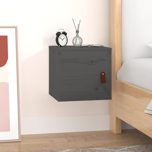 qohoio Wandschrank HäNgeschrank Wohnzimmer Wandschrank HäNgend Wall Cabinet WandschräNke Grau 31,5x30x30 cm Massivholz Kiefer