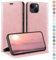 HUOUH Coque pour iPhone 15 6.1 avec RFID Blocage Etui à Rabat en Cuir de Premium,Fentes pour Cartes,Coques de Case,Cover à Rabat pour Apple 15 Portefeuille Or Rose