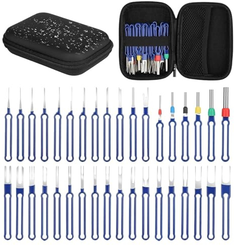 Yuiturt 36Pcs Terminal Removal Tool Kit, Pin Removal Tool- Electrical Pin Terminal Depinning Tools with A Storage Bag, Automotive Tools for Car Connectors, Lock Picking, Watch Strap Removal Kit