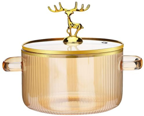 CUCUFA Glass Cooking Pot, 1.6L/54Oz Borosilicate Glass Ribbed Pot, Glass Simmer Pot with Lid, Pots for Stove Top, Saucepan Pan