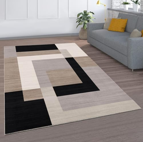MOONLIGHT20015 Rugs Living Room Large 200x290 cm – Geometric Style Area Rugs for Bedroom – Non Slip Modern Printed Carpet For Lounge Dining Room, Milo Neutral