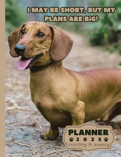I may be short, but my plans are big: Dachshund monthly and weekly 2025 | Dachshund A4 2025 Diary | From Jan to Dec | Planning Giftable Perfect Gift ... Extra Notes Pages | Animals Dog Breeds Pets
