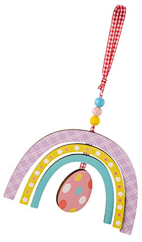 Zerodeko Osterdekorationen Aus Holz Regenbogen-Ornament für Osterbaum-Dekoration Party-basteln