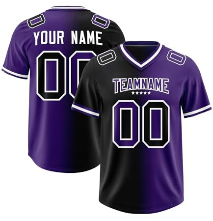 Personalisiert American-Football-Trikot Team Name Number & Logo Sports Uniform Football Jersey für Kinder Erwachsene Herren-Sporthemden Atmungsaktiv T-Shirt,Purple