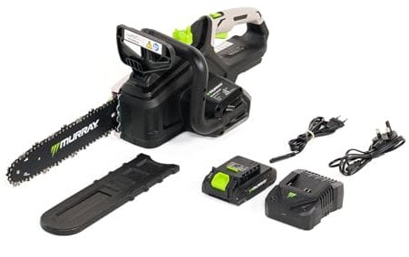 Murray Akku Kettensäge 20V MU-BAT-CS30-KIT – 12 Schwert und Kette, SDS-Funktion, Doppelte Sicherheitsbremse - Vollrundgriff, Großes Ölfenster - inklusiv 4Ah Akku und Ladegerät