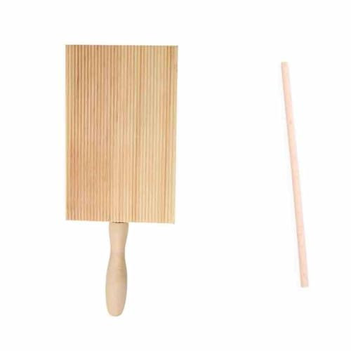 Gnocchi Board Gnocchi Pasta Board Natural Gnocchi Boards Paddle Spaghetti Maker Tool to Easily Create Authentic Homemade Pasta and Butter Wood Gnocchi Board + Stick 8.5x13.5cm