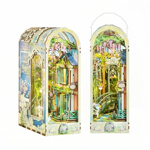 Tonecheer Book Nook Kit,DIY 3D Wooden Puzzle for Adults(Giverny Garden)