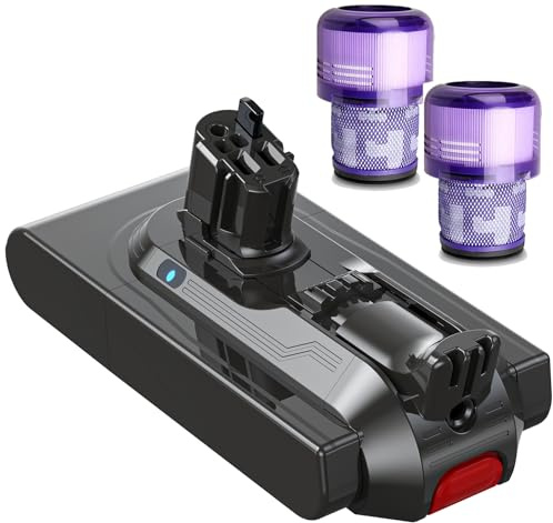 Keenstone V11 Akku 8000mAh, 25.2V Ersatzakku für SV15/SV16/V11 Outsize/Absolute Extra/Absolute Pro/Fluffy Extra/Toque Drive/Animal Cordless Stick mit 2 Stück Filtern