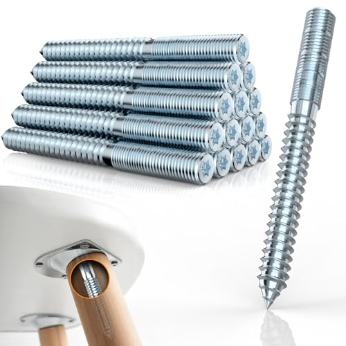 Mbsomnus 8 Stück Torx Stockschrauben M10x120mm Stockschraube M10 | Verzinktem Astahl, Doppelseitige Dübelschrauben, Aufhänger Schrauben, Sternnuten, Doppelgewindeschrauben, Holzgelenk